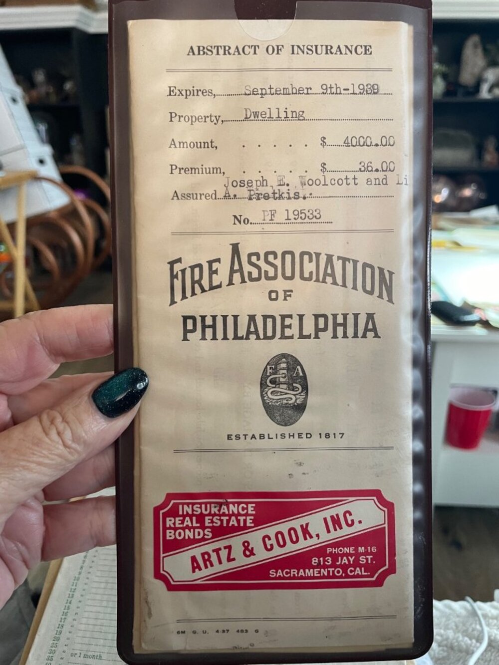Vintage Fire & Auto Insurance Policies 1930s Lot Fire Association Of Philadelphi